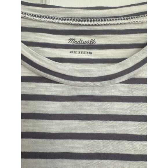 Madewell Blue Stripped Long Sleeve Pocket t - Size Small - Picture 4 of 8